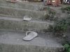 Oh that's my Tatay's slippers. It's climbing up the stairs to see the Taal crater.